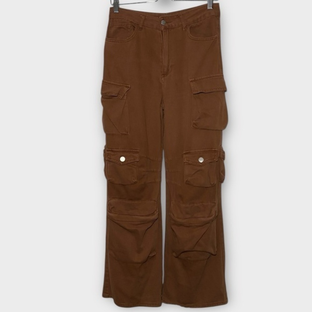 Forever 21 Brown Baggy Cargo Pocket Pants Streetwear Size Medium